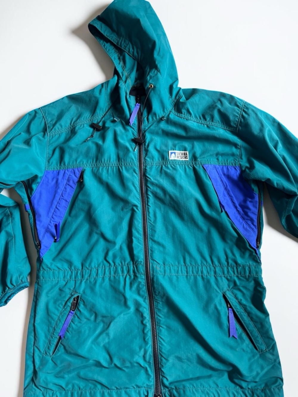 Sierra Designs Jacket Vintage Teal Windbreaker Hooded Outdoor Coat S